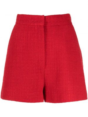 Pantaloni scurți cu talie înaltă din tweed Elie Saab roșu