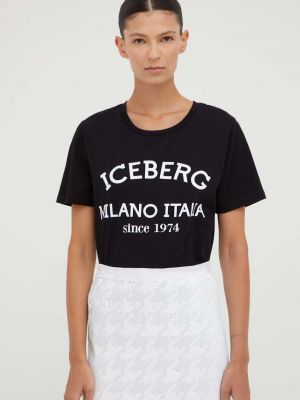 Памучна тениска Iceberg черно