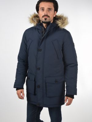 Зимнее пальто с карманами Solid синее