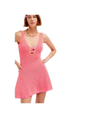 Dzianinowa sukienka mini For Love & Lemons różowa