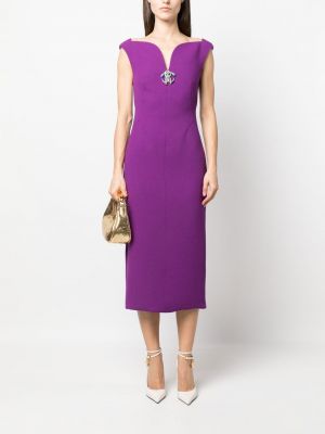 Midi šaty s výstřihem do v Roberto Cavalli fialové