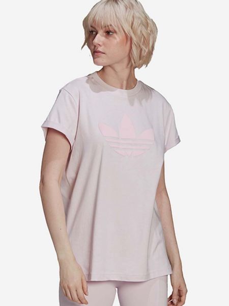 Bavlněné tričko Adidas Originals růžové