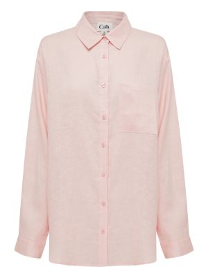 Camicia di lino Calli rosa