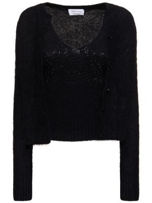Top in lana d'alpaca in maglia Blumarine nero