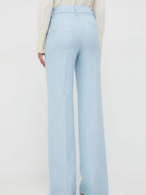 Jednobarevné kalhoty s vysokým pasem Marella modré