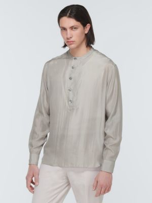 Svilena srajca Giorgio Armani siva