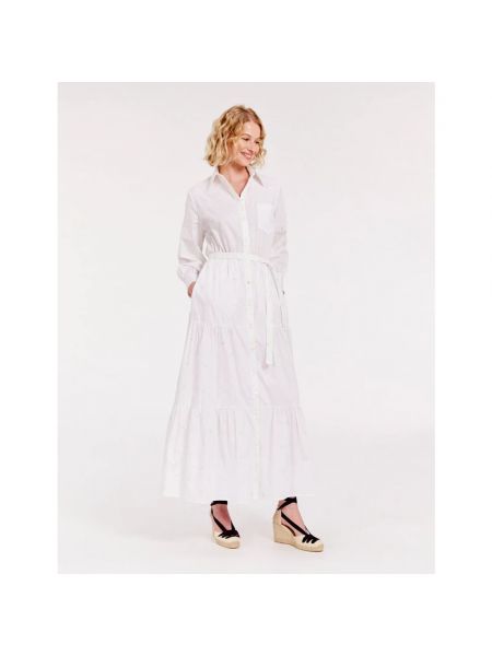 Sukienka długa z falbankami Ines De La Fressange Paris biała