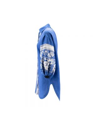 Blusa de lino con escote v Ermanno Scervino azul