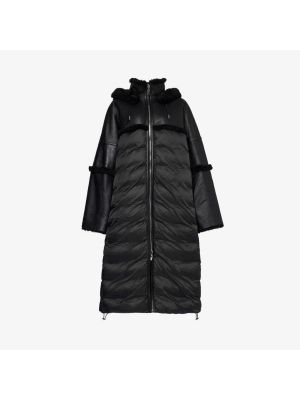 Черное стеганое кожаное пальто Anne Vest