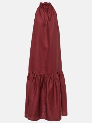 Vestido largo de lino Asceno rojo
