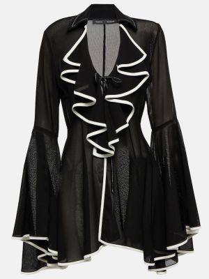 Прозрачна блуза с волани Proenza Schouler черно