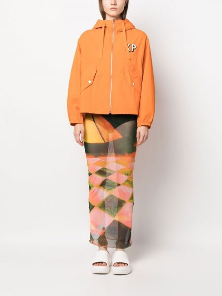 Daunenjacke mit kapuze mit print Kenzo orange