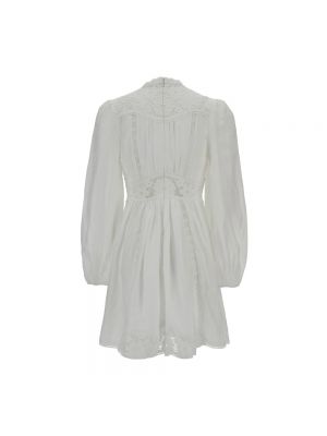 Mini vestido de lino de encaje Zimmermann blanco