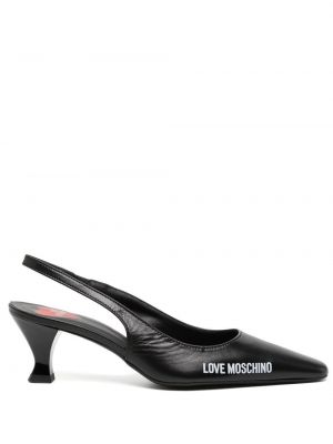 Slingback trykt sandaler med reim Love Moschino svart