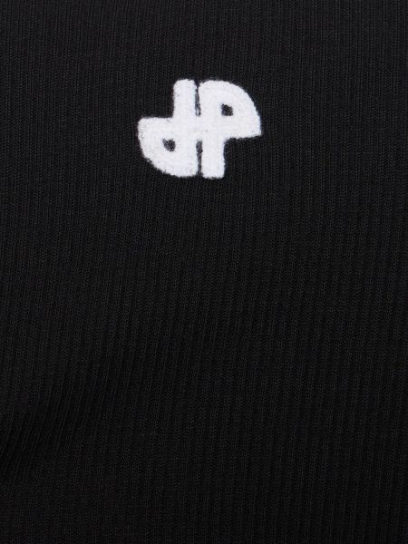 Crop top manga larga de tela jersey Patou negro
