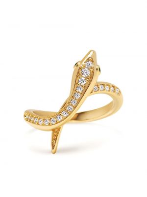 Prsten s kristalima sa zmijskim uzorkom Nialaya Jewelry zlatna