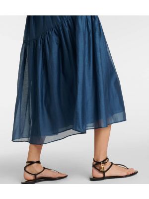 Jedwabna sukienka midi bawełniana S Max Mara niebieska