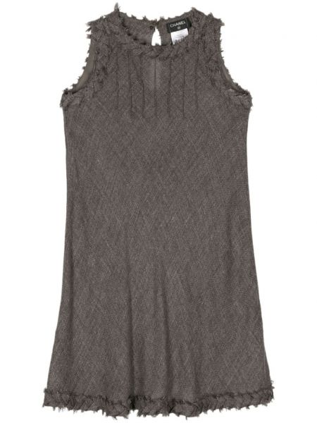 Pletena lanena obleka Chanel Pre-owned siva
