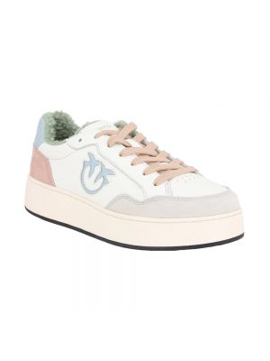 Sneakersy skórzane Pinko białe