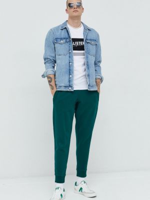 Pantaloni sport din bumbac Superdry verde