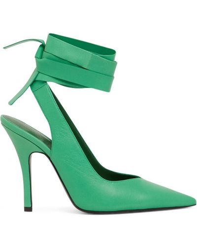 Кожени полуотворени обувки The Attico зелено