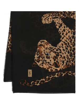 Fular de mătase cu imagine cu model leopard Yves Saint Laurent Pre-owned