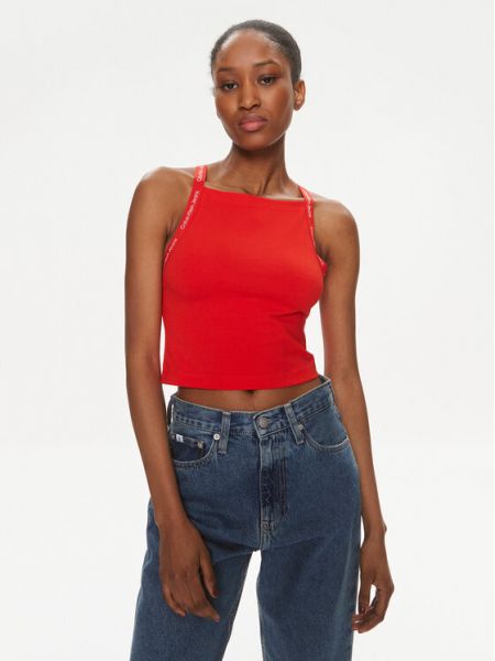 Marškinėliai slim fit Calvin Klein Jeans raudona