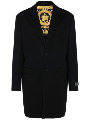 Μάλλινο παλτό Versace μαύρο