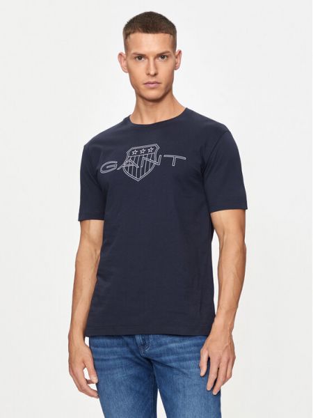 T-shirt en coton avec manches longues Gant bleu