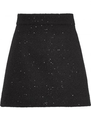 Falda con lentejuelas de tweed Miu Miu negro
