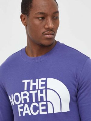 Хлопковый свитер с принтом The North Face фиолетовый