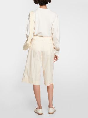Plisované bavlnené šortky Lemaire béžová