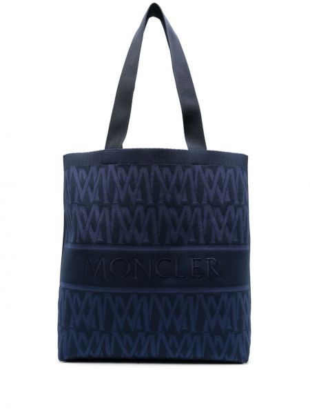Жакардови шопинг чанта Moncler синьо