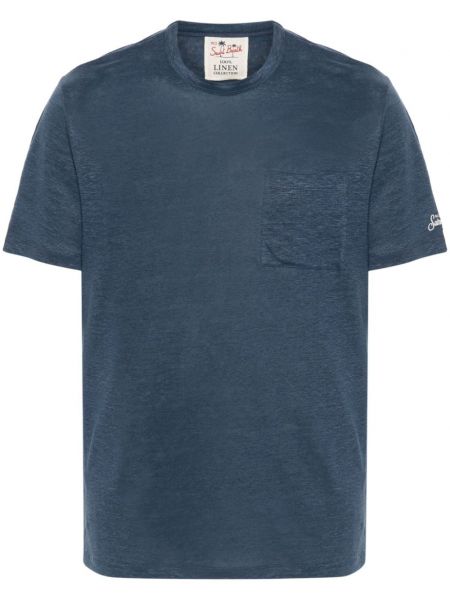 Lněné tričko s výšivkou Mc2 Saint Barth modré