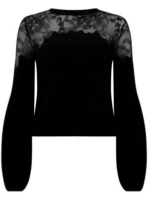 Пуловер с дантела Giambattista Valli черно