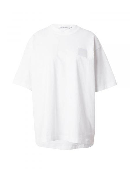 T-shirt in maglia Calvin Klein Jeans bianco