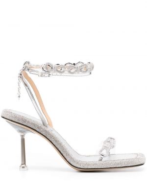 Sandali s kristali Mach & Mach srebrna