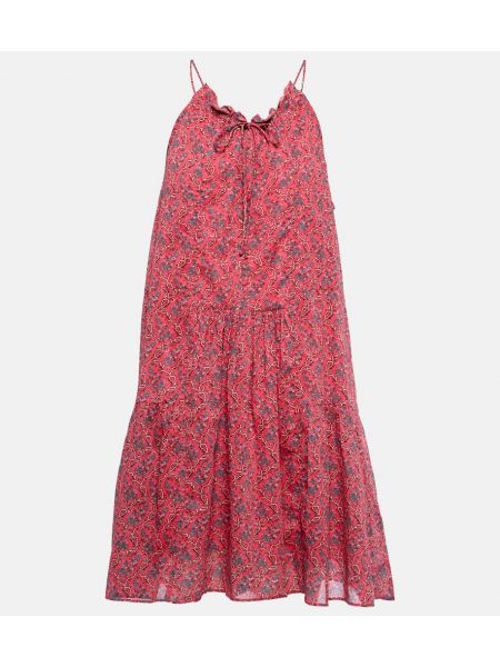 Gėlėtas medvilninis suknele Marant Etoile raudona