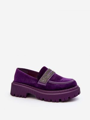 Pantofi loafer din velur Kesi violet