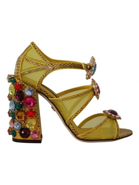 Sandały z kryształkami Dolce And Gabbana żółte