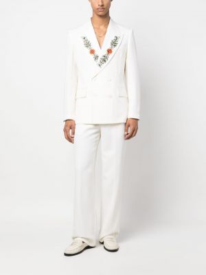 Vlněné rovné kalhoty Casablanca bílé