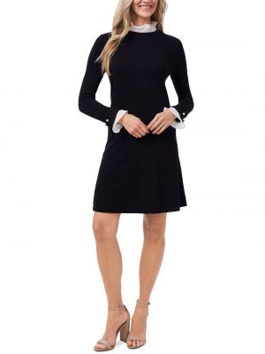 Платье-свитер с рюшами с длинным рукавом Cece черное