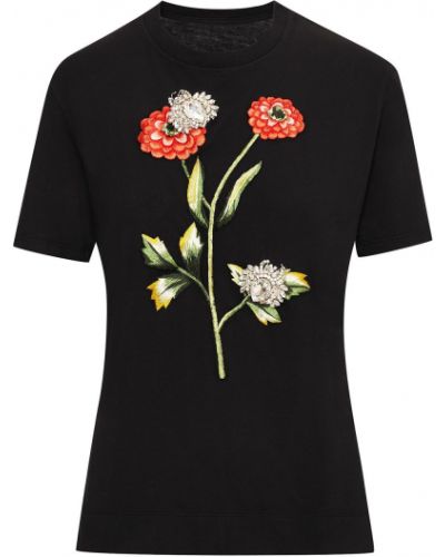 Camiseta de flores con apliques Oscar De La Renta negro