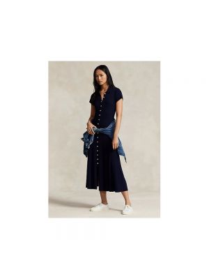 Sukienka midi z wełny merino Ralph Lauren niebieska