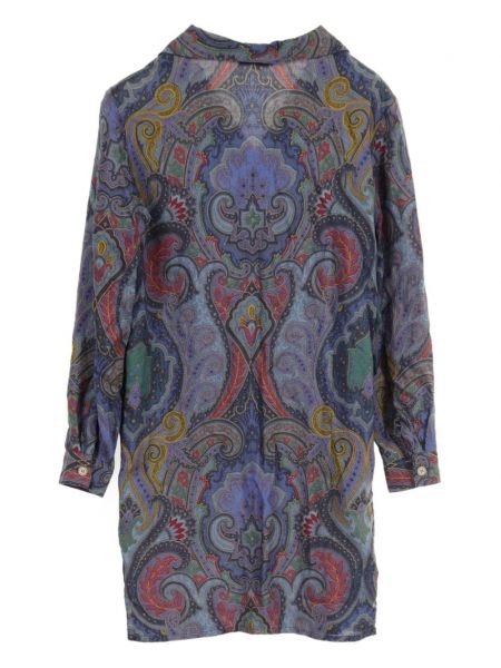Vlněné šaty s potiskem s paisley potiskem Etro Pre-owned modré