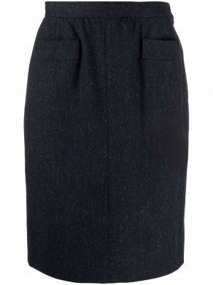 Vlněné sukně na zip s vysokým pasem Yves Saint Laurent Pre-owned - modrá