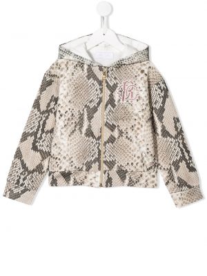 Trykt zip hettegenser for jenter Roberto Cavalli Junior brun