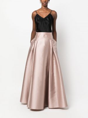 Plisované saténové dlouhá sukně Alberta Ferretti růžové
