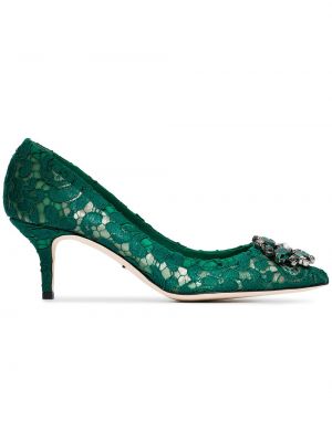 Γοβάκια με δαντέλα Dolce & Gabbana πράσινο
