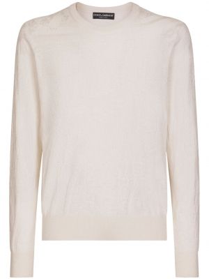 Жакардов копринен пуловер Dolce & Gabbana бяло